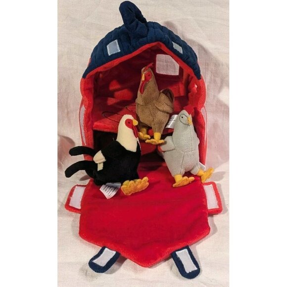 Chickens Coop Carrying Case Plush FAO Schwarz Barn Hen House Rooster Playset Toy - Picture 6 of 14